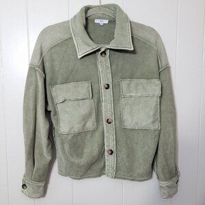 FATE Lightweight Military Swing Jacket Oversized Pockets Army Green Size XS